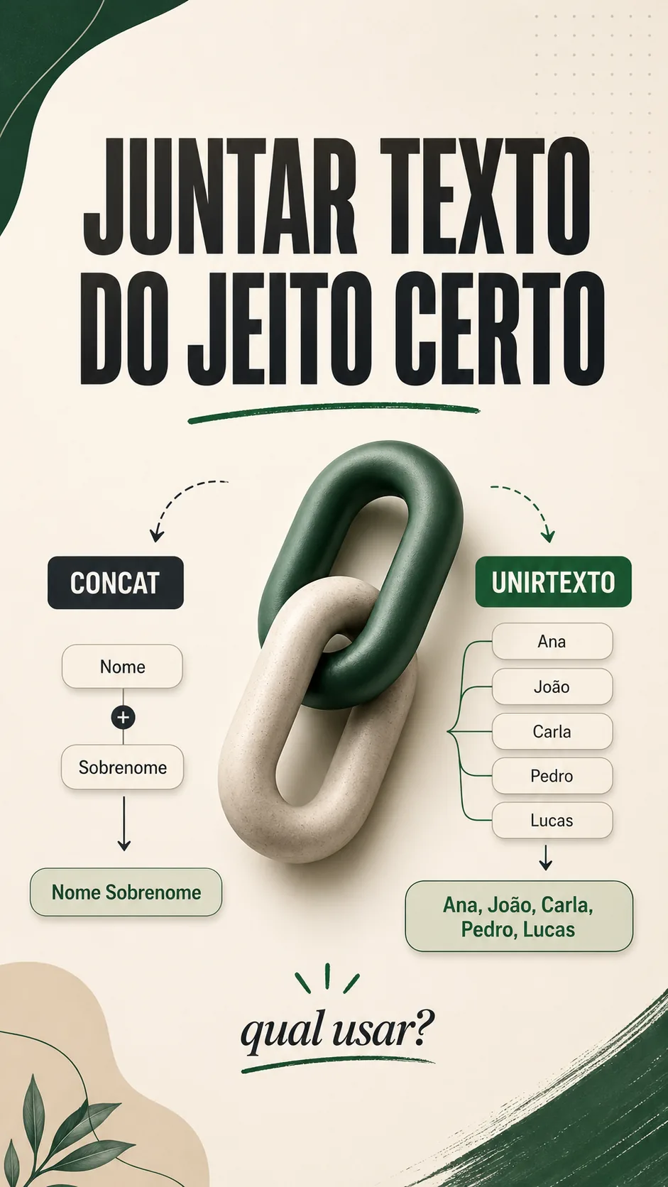 Capa do vídeo: CONCAT() e UNIRTEXTO(): junte nome e sobrenome de duas formas