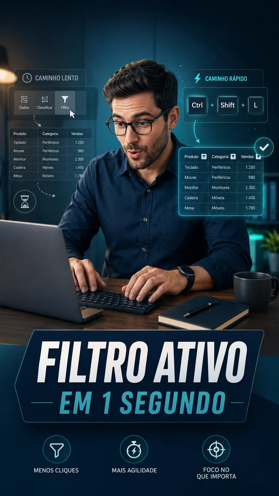 Capa do vídeo: Ctrl+Shift+L: ative e desative filtros sem usar o menu Dados