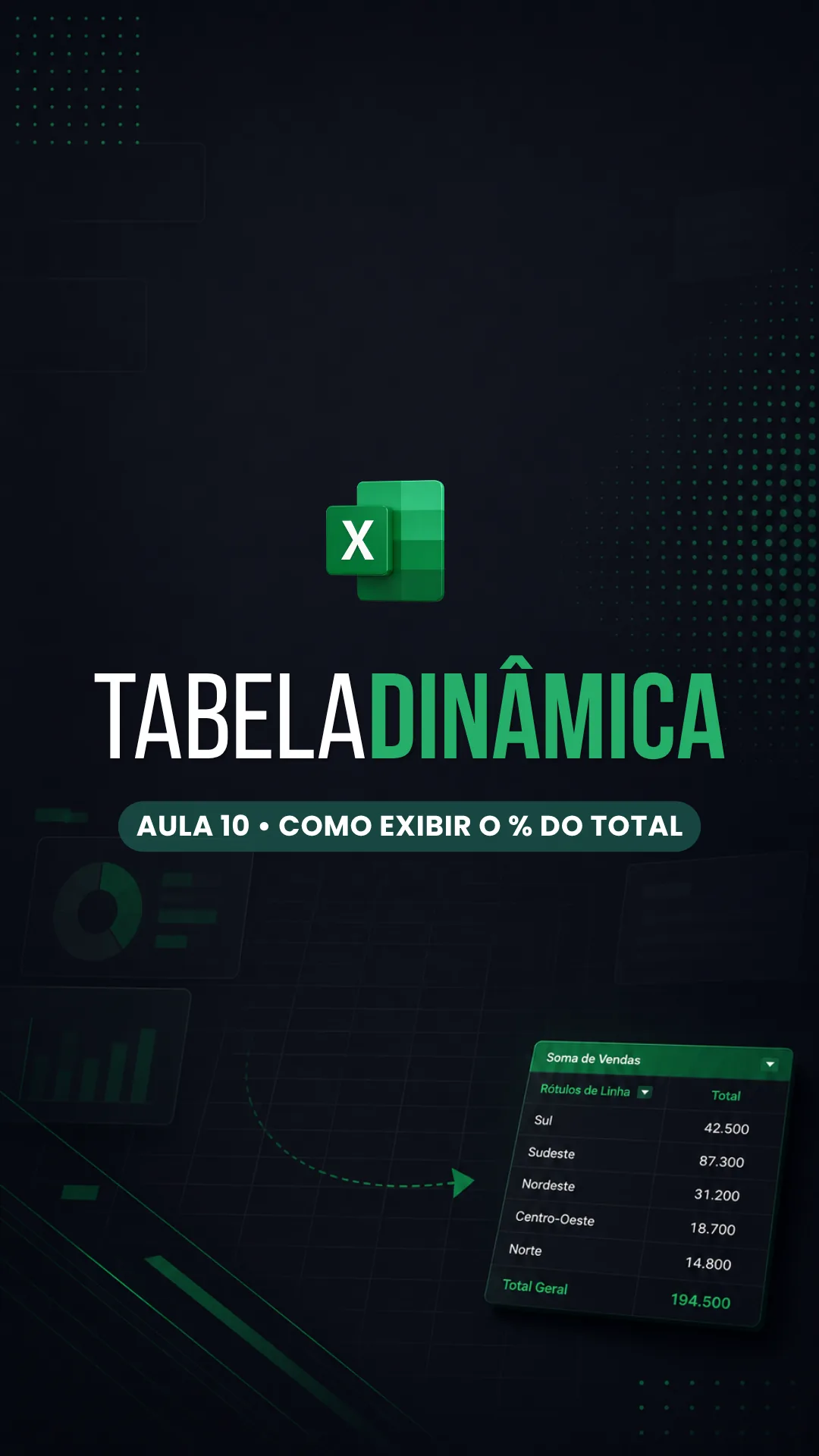 Capa do vídeo: Tabela dinâmica: mostre valores como percentual do total geral