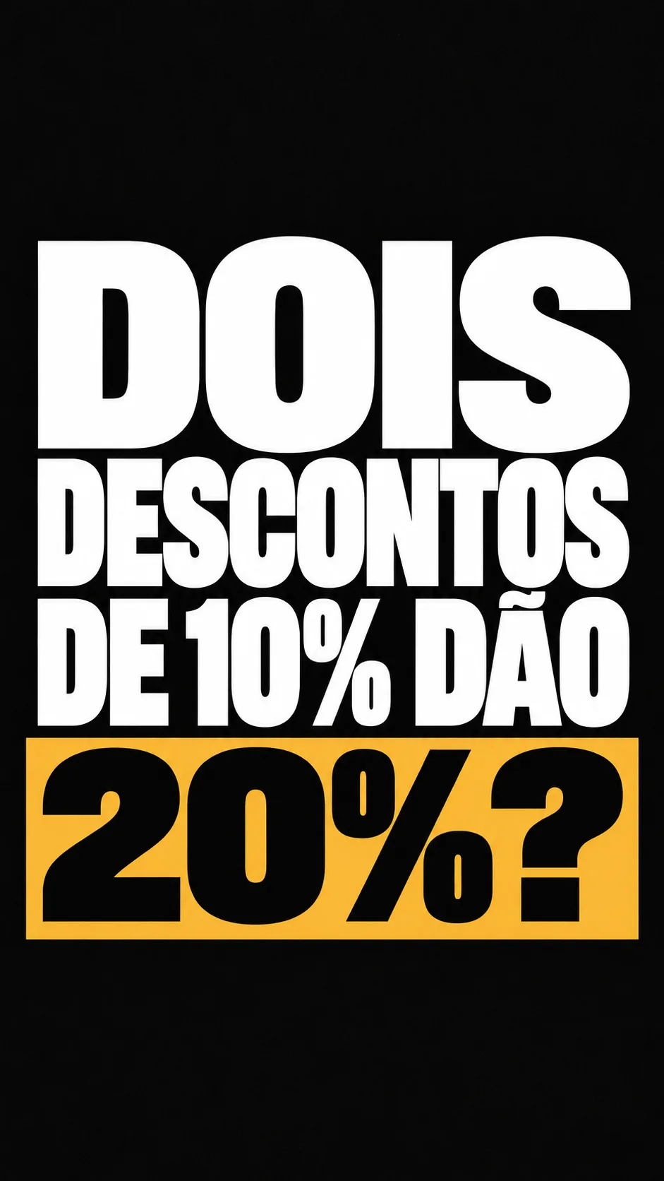 Capa do vídeo: Dois descontos de 10% não equivalem a 20%: entenda o desconto empilhado